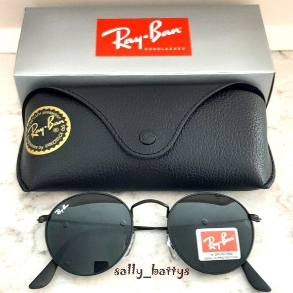 RayBan (Store Display) Round Metal All Black RB3447 - Picture 3 of 14
